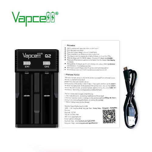 VAPCELL Q2S Charger - 2-Bay Charger, Overcharge And Discharge And - View #2
